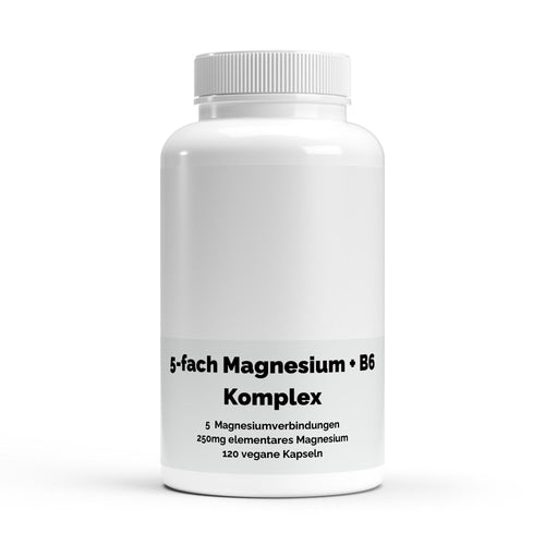 Magnesium 5x Komplex + B6 - 120 vegane Kapseln